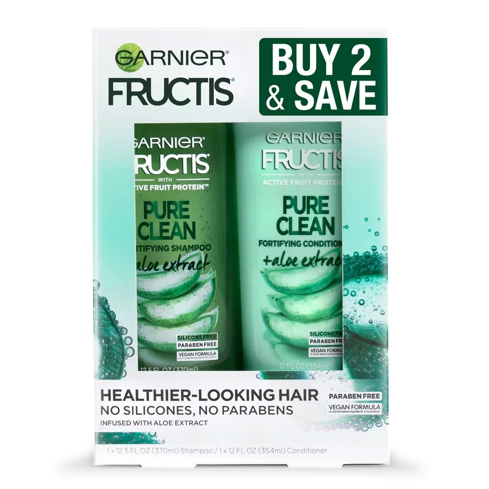 Garnier Fructis Pure Clean Shampoo & Conditioner, Gentle for Everyday Use, 2 COUNT | Walmart (US)