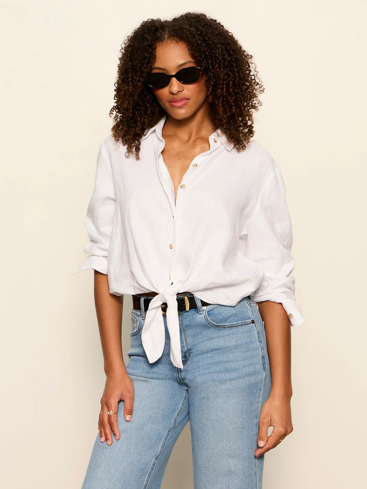 MORE LOVE LINEN TIE TOP WHITE | Sanctuary Clothing