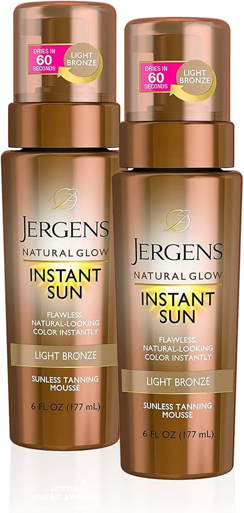 Jergens Natural Glow Instant Sun Body Mousse, Self Tanner for Light Bronze Tan, Sunless Tanning B... | Amazon (US)