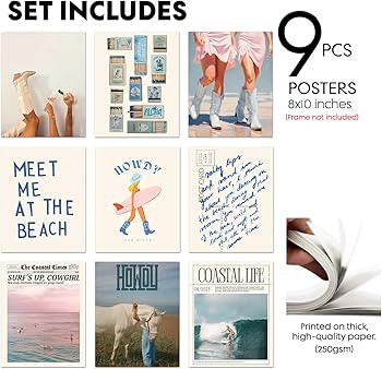 Elegend Coastal Granddaughter Decor, 9pcs Coastal Cowgirl Wall Art, Beachy Room Decor Aesthetic, ... | Amazon (US)