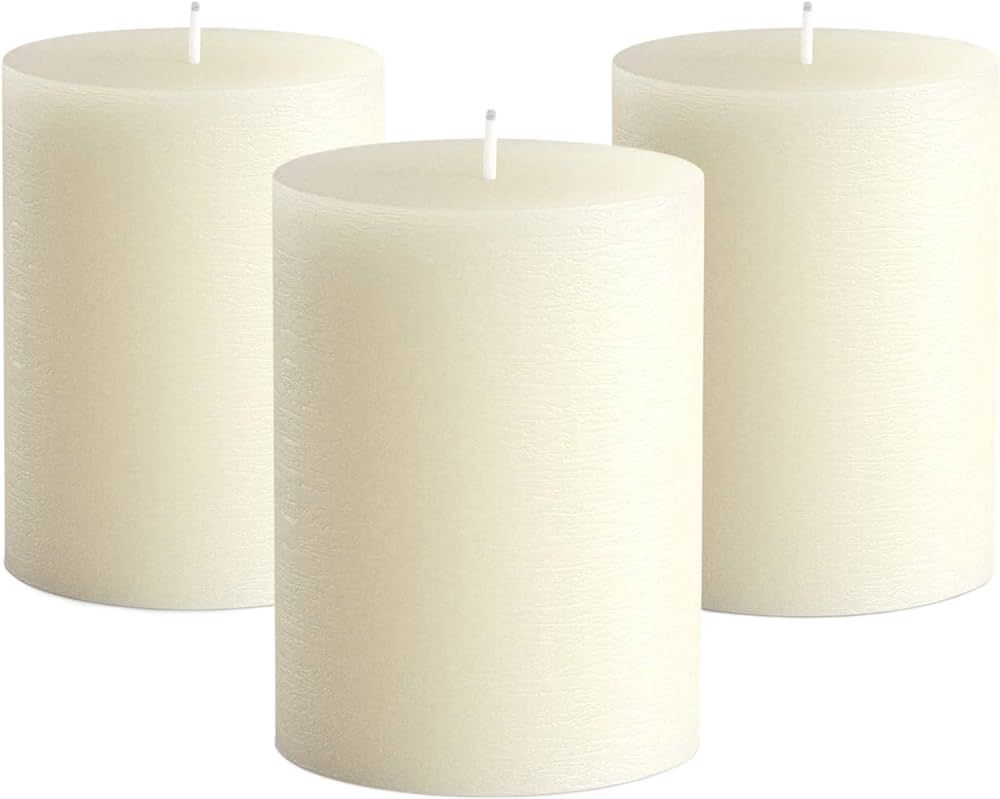 Set of 3 Pillar Candles 3" x 4" Unscented Handpoured Weddings, Home Decoration, Restaurants, Spa,... | Amazon (US)