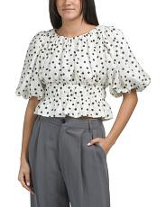 Bubble Sleeve Polka Dot Shiny Blouse | TJ Maxx