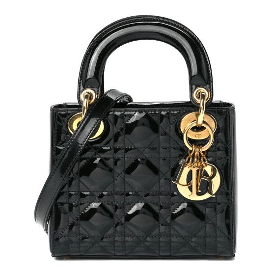 Christian Dior: All/Bags/CHRISTIAN DIOR Patent Cannage Mini Lady Dior Black | FASHIONPHILE (US)