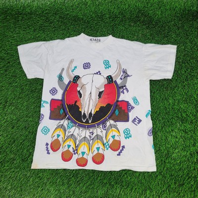 Vintage Native-American Buffalo Bull Skull Dream-Catcher Shirt Medium 90s Tee  | eBay | eBay US