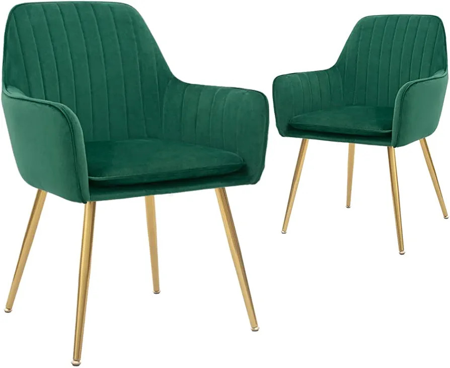 CangLong Furniture Modern Living Dining Room Accent Arm Chairs Club Guest with Gold Metal Legs, S... | Amazon (US)