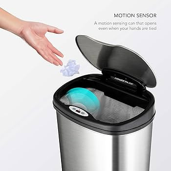 NINESTARS DZT-50-13 Automatic Touchless Motion Sensor Oval Trash Can with Black Top, 13 gallon/50... | Amazon (US)
