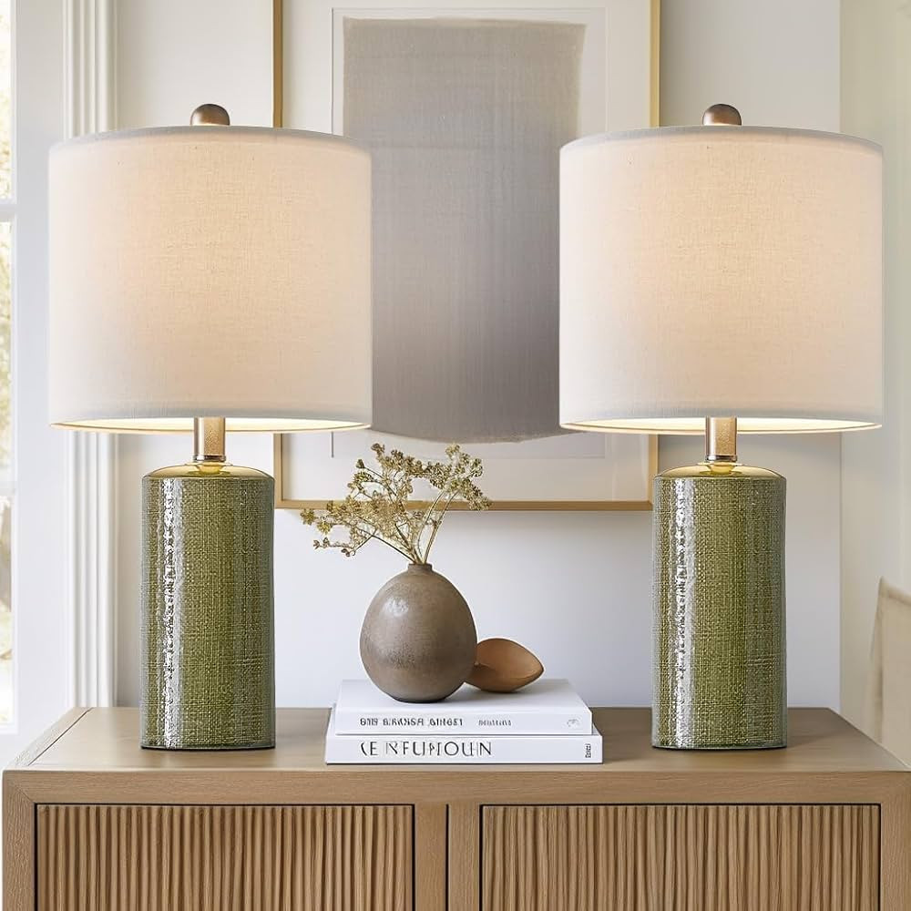 20.25" Small Table Lamps Set of 2 Modern Ceramic Lamps for Living Room Farmhouse Bedside Lamps Bo... | Amazon (US)