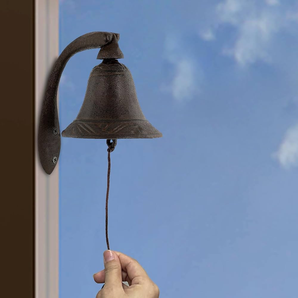 Cast Iron Farmhouse Dinner Bell - Hanging Decoration for Yard or Garden - Bracket Mount, Wall Bel... | Amazon (CA)
