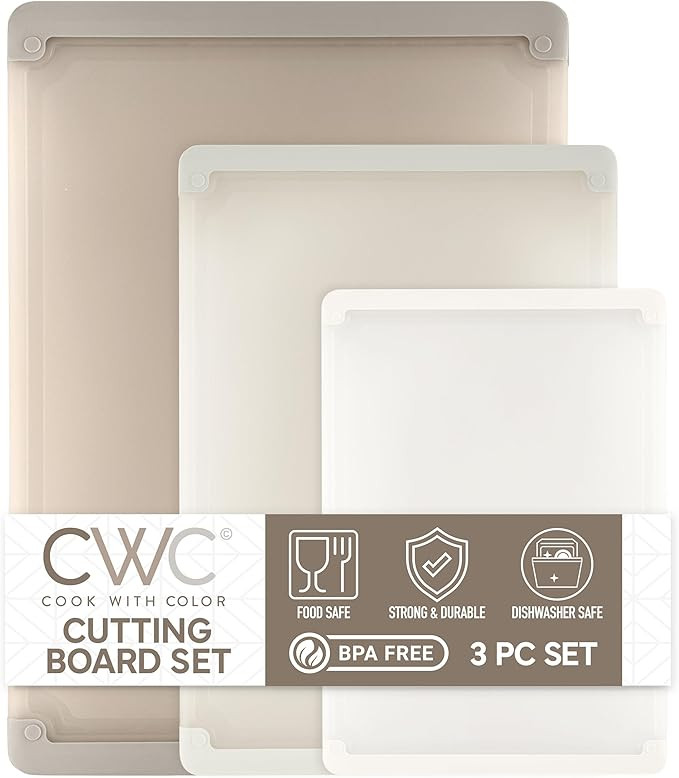 COOK WITH COLOR Extra Large Cutting Board Set, Jumbo-Sized Boards with Rubber Border for Enhanced... | Amazon (US)