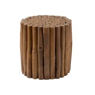 East At Main Mathiston Brown Teak Stool-TT-SY-PL303-BR - The Home Depot | The Home Depot