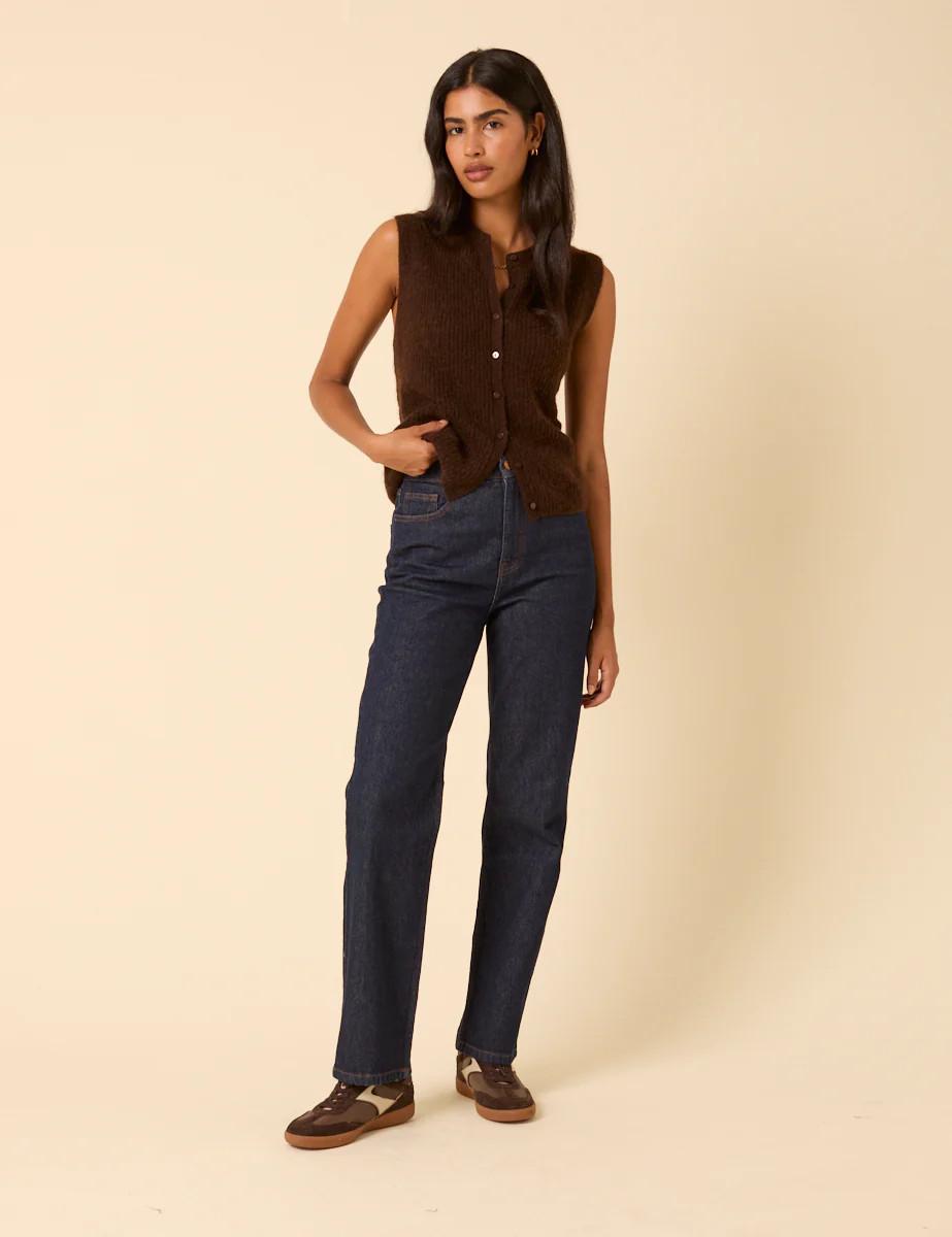 Dark Blue High Rise Kingston Straight Leg Jeans | Nobody's Child