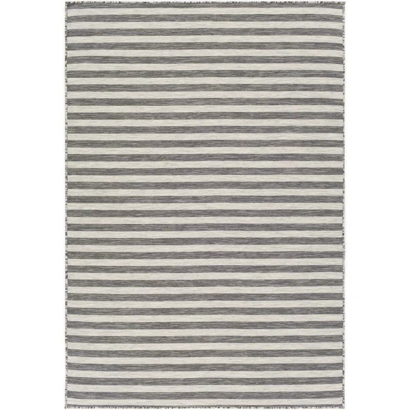 Elihu Striped Charcoal/Ivory Indoor / Outdoor Area Rug | Wayfair Professional