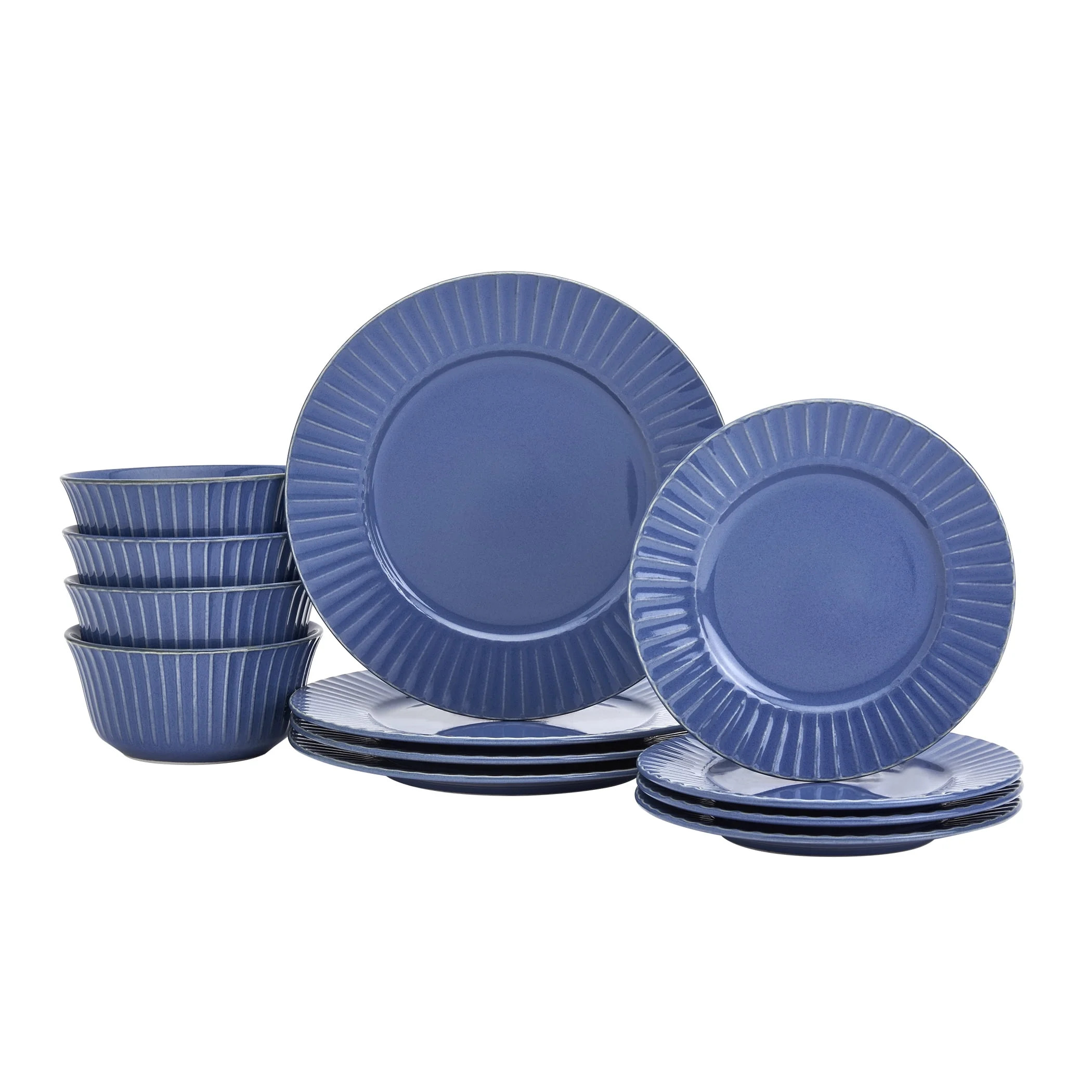 Tabletops Gallery Richmond 12-Piece Reactive Glaze Stoneware Dinnerware Set of Kitchen Dishes, Di... | Walmart (US)