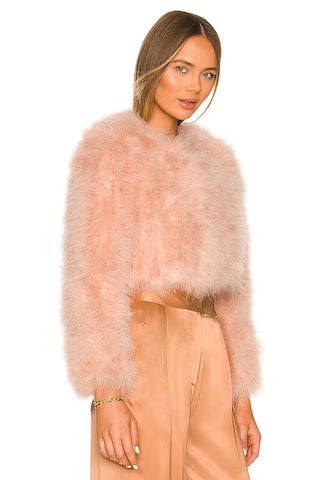 Manhattan Feather Jacket in Rose | Revolve Clothing (Global)