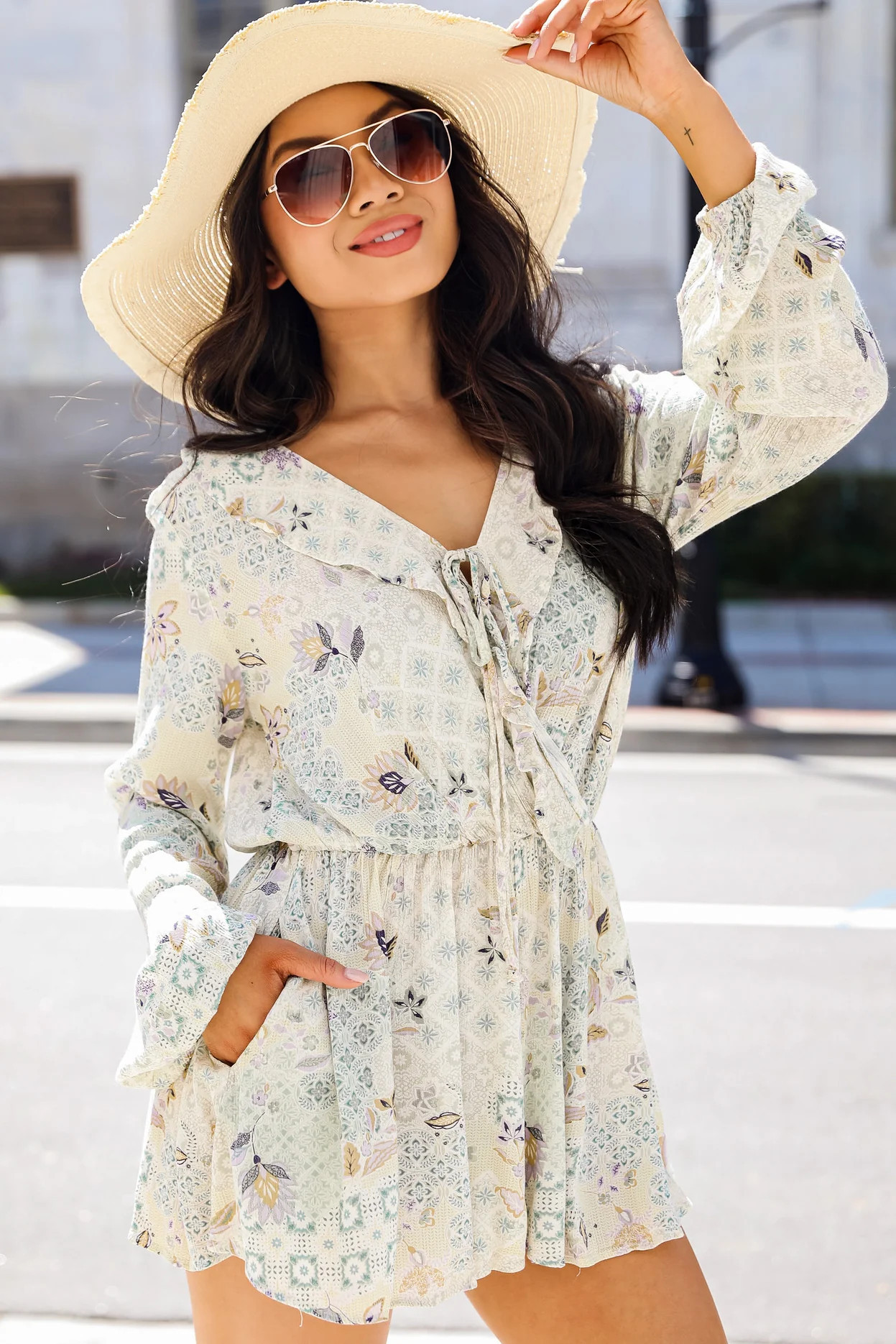 Graceful Charm Floral Paisley Romper | Dress Up