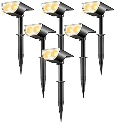 Linkind StarRayS 12 LEDs Landscape Solar Spotlights, Solar Powered Dusk-to-Dawn Outdoor Garden Li... | Amazon (US)