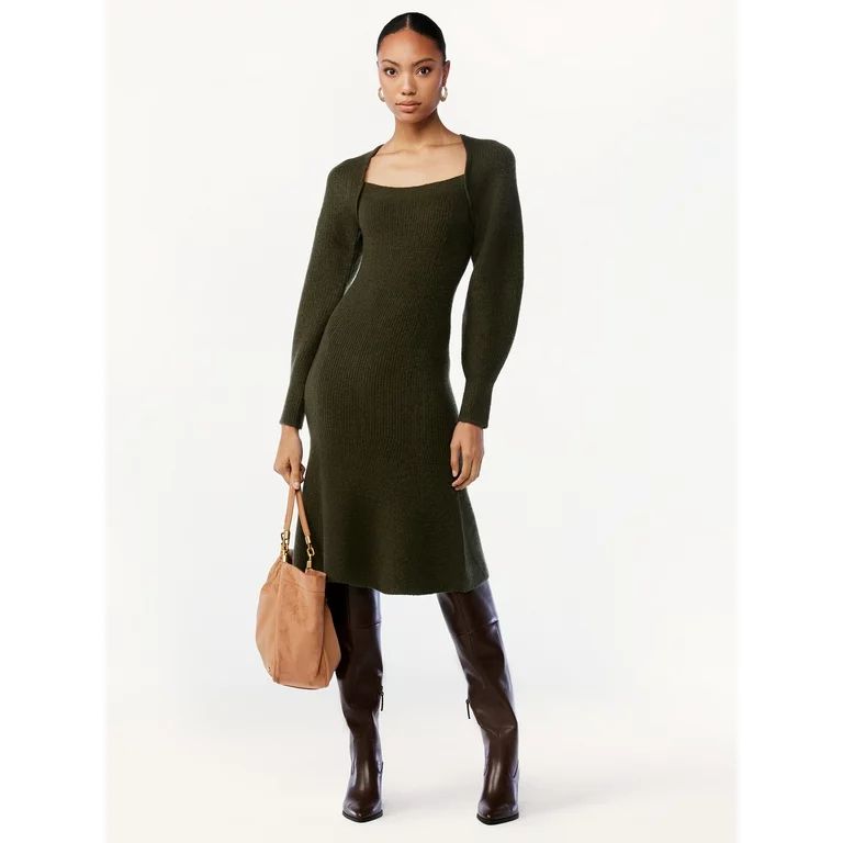Scoop Women's Square Neck Sweater Dress | Walmart (US)