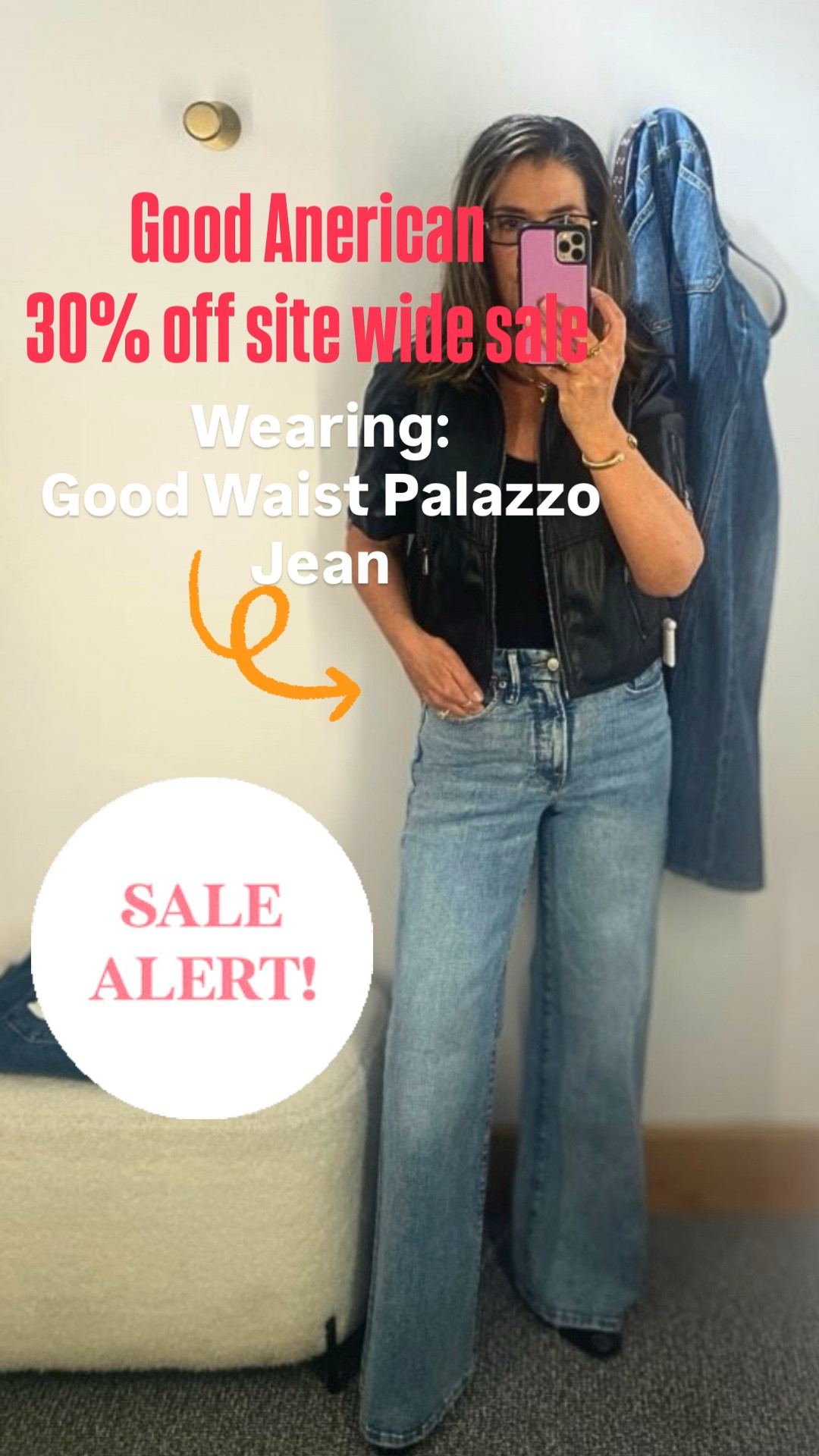 ✨Good American 30% off site wide sale, includes the Good Waist Palazzo jean - wearing here ✨

Ran TTS for me. The waistband is truly magical - so flattering - with a really good wide leg style.

Crop faux leather jacket is not available in black - but new in brown and gorgeous for year round styling. I linked it below with a few others, some on great discount 

Wide leg jean / faux leather jacket/ style over 40



#LTKSaleAlert #LTKOver40 #LTKFindsUnder100