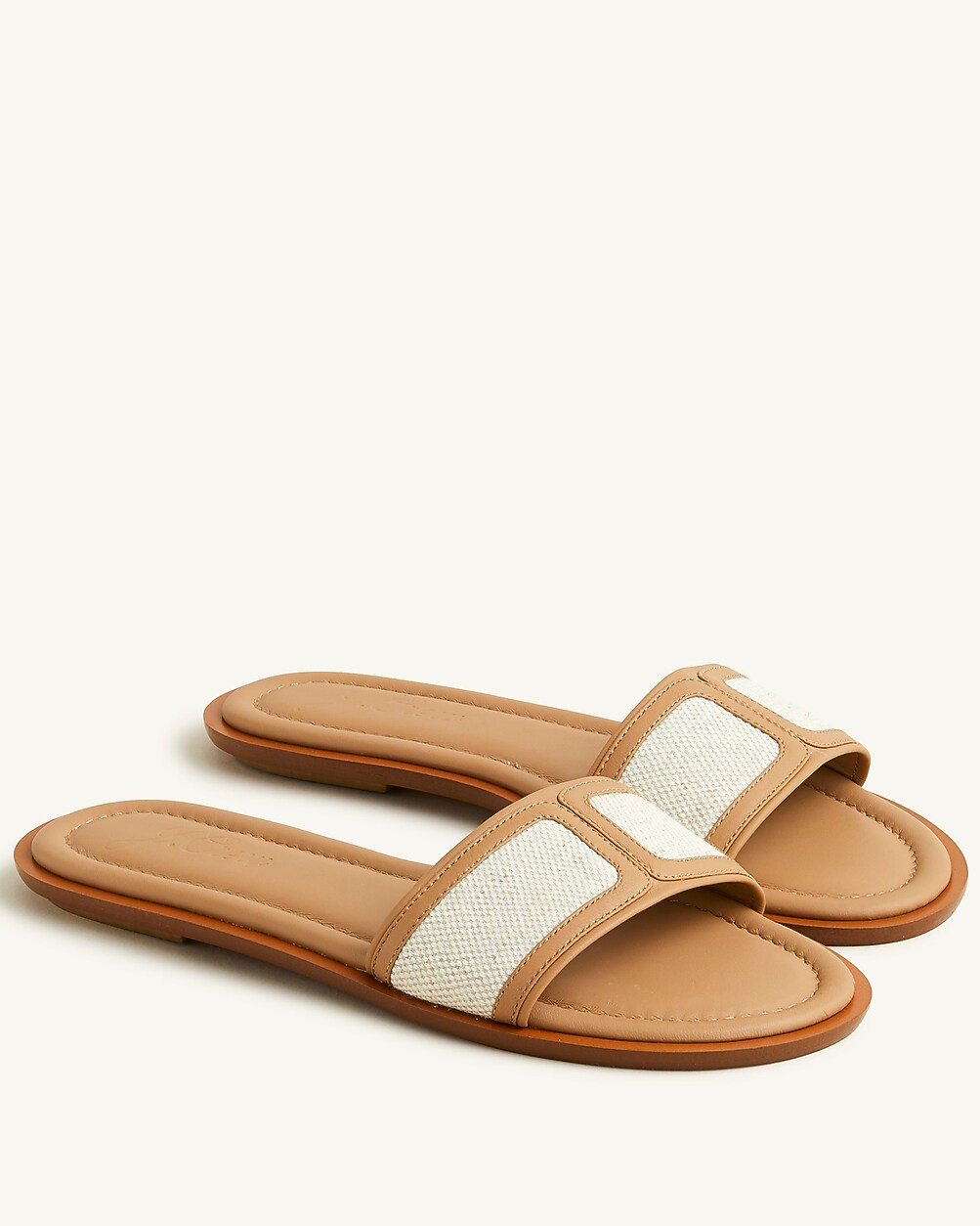 Slide sandals in canvas and leather | J. Crew US