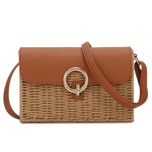Emprier Straw Crossbody Bags for women Trendy Rattan Wicker Purses Summer Woven Purse Vacation Handbags | Amazon (US)