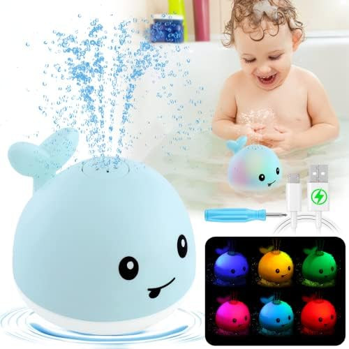 Baby Bath Toys, Baby Toys Whale, Light Up Bath Toys, Sprinkler Bathtub Toys for Toddlers Infant K... | Amazon (US)