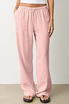 CHYRII Women's Summer Casual Wide Leg Pants Cotton Linen Palazzo Pants Beach Vacation Trouser wit... | Amazon (US)