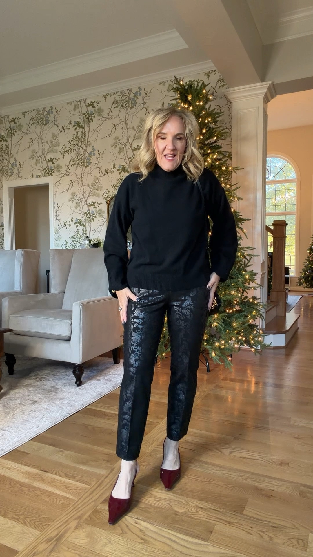 @chicos holiday styles can be easily worn long past December 
30% off sitewide! 
All sizes are 1.0 regular except:
Pink velvet pullon pants size .5 
Black pants size 1.0 petite 
20% off on my jewelry code NANETTE20

#LTKOver40 #LTKHoliday #LTKSaleAlert 