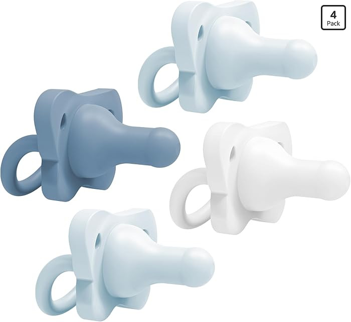 Dr. Brown's HappyPaci 100% Silicone Baby Pacifier, Contoured One-Piece Design, Blue/Light Blue/Wh... | Amazon (US)