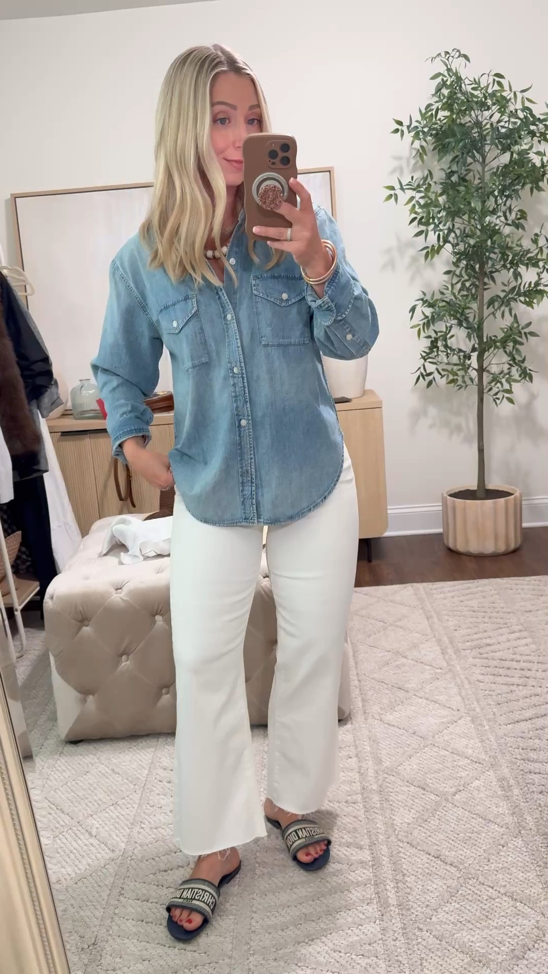 New white jeans and they’re on sale! TTS, if in between, size up as white denim looks slightly better not as form fitting! Denim shirt size medium 

Casual outfits, white denim, denim tops

#LTKootd #LTKmomlife #LTKdayinmylife