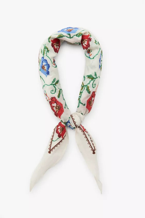 FLORAL EMBROIDERY BANDANA | Zara US