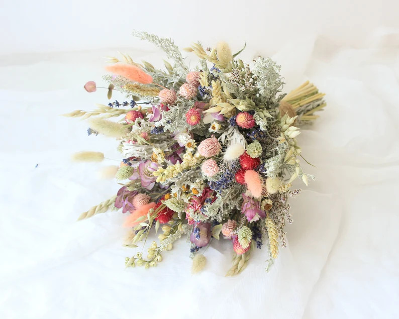 Festival Vibrant Dry flowers bouquet / Joyful soft pink purple tones bouquet / Gypsy Love Dried +... | Etsy (US)