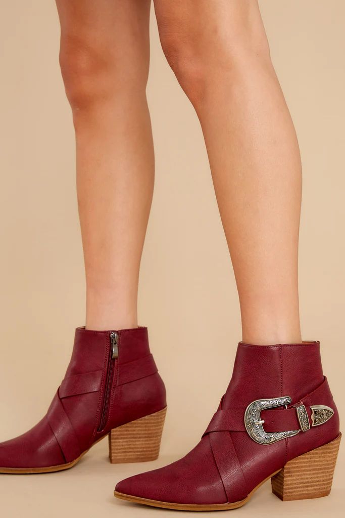 Sleek Style Burgundy Ankle Booties | Red Dress 