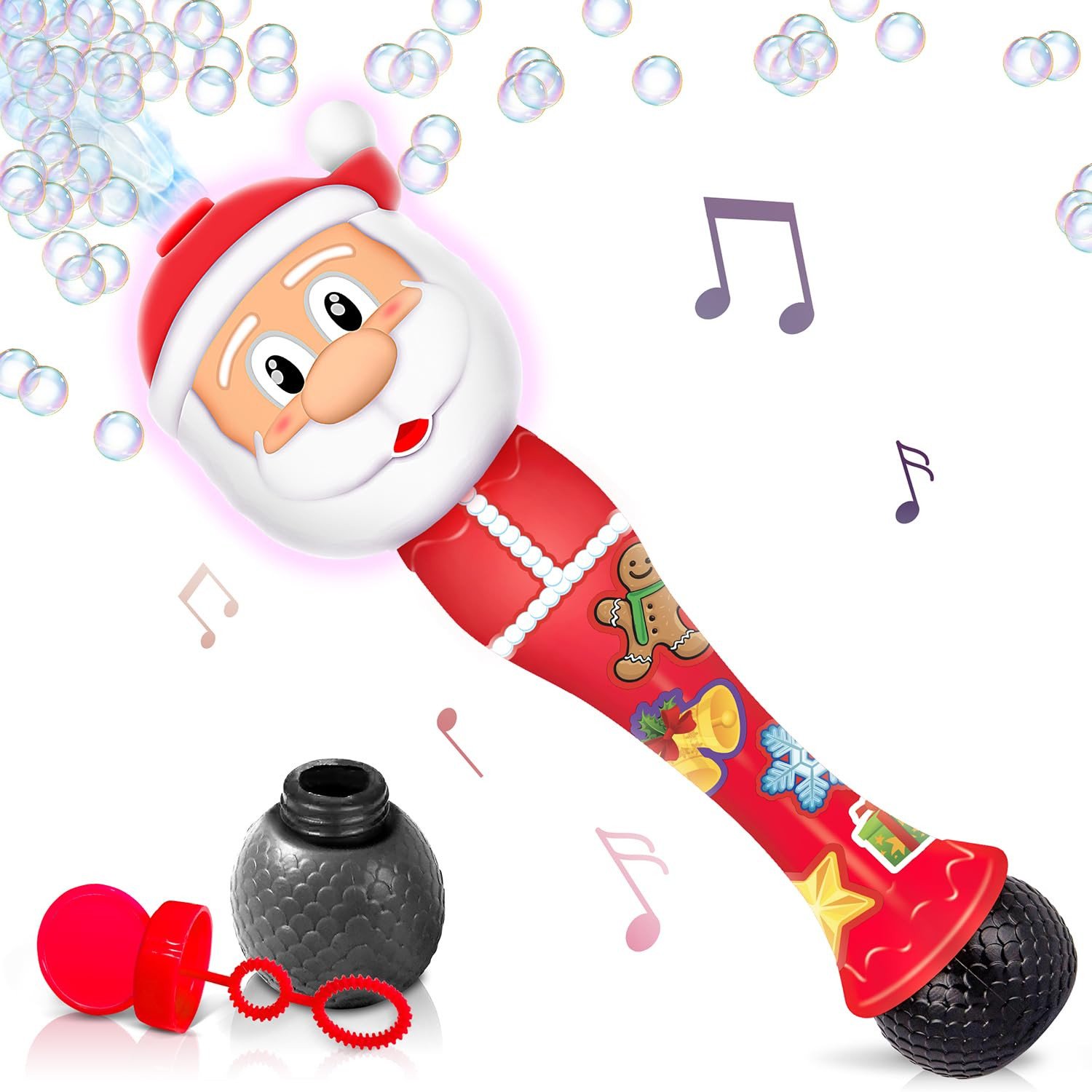 ArtCreativity Light Up Christmas Santa Bubble Wand for Kids, Xmas Gifts for Grandkids, 14" Bubble... | Amazon (US)