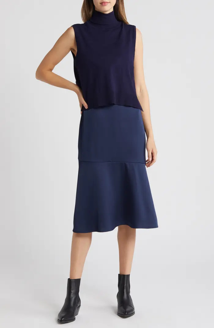 Sam Edelman Two-Piece Sleeveless Turtleneck Sweater & Satin Slipdress | Nordstrom | Nordstrom