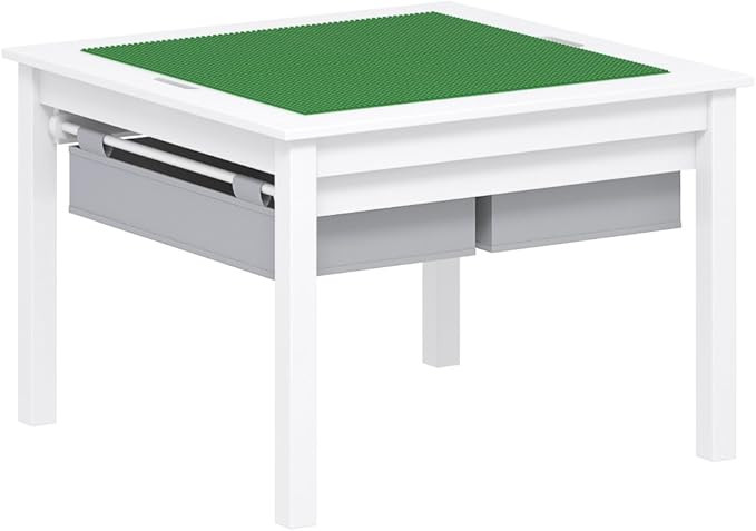UTEX 2 in 1 Kids Construction Play Table with Storage Drawers and Built in Plate (White) | Amazon (US)
