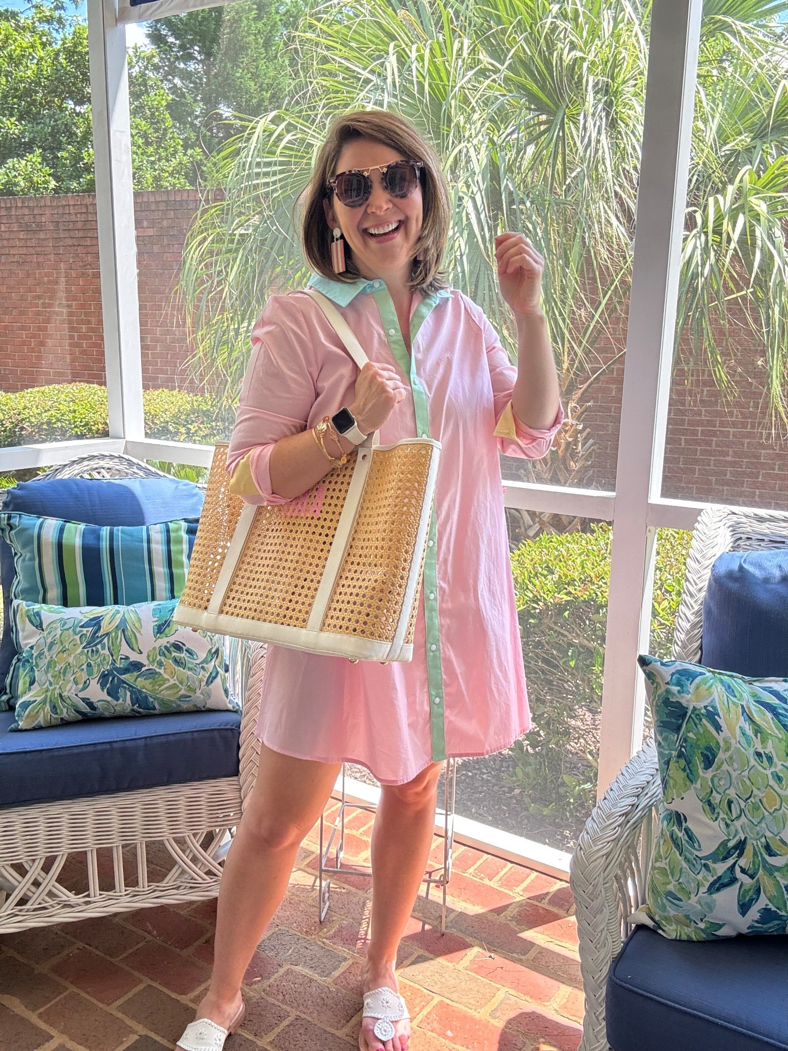 Best summer tote bag and cutest pink crisp cotton summer dress! 

Sunshine Tienda earrings 
Sprinkled with Pink Cane Tote

ALWAYSAGNES wearing regular size. It’s roomy so can size down if in between! 

#LTKOver40 #LTKFindsUnder50