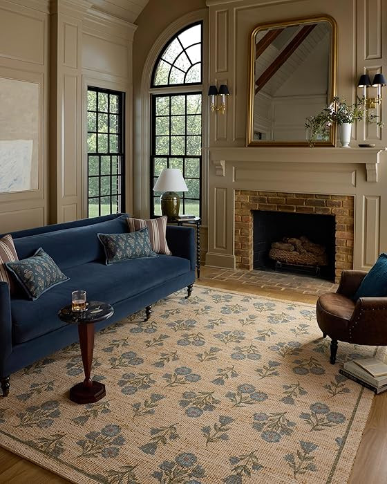 Loloi Chris Loves Julia Rue Collection RUE-04 Moss/Blue 8'-6" x 11'-6" Area Rug Jute Neutral Flor... | Amazon (US)