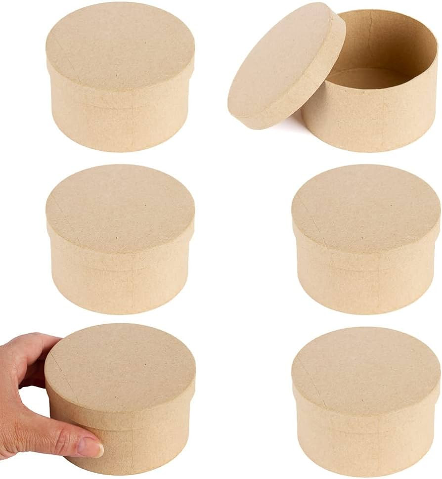 Factory Direct Craft Pack of 6 Round Paper Mache Boxes - DIY Cardboard Kraft Circle Shape Small B... | Amazon (US)