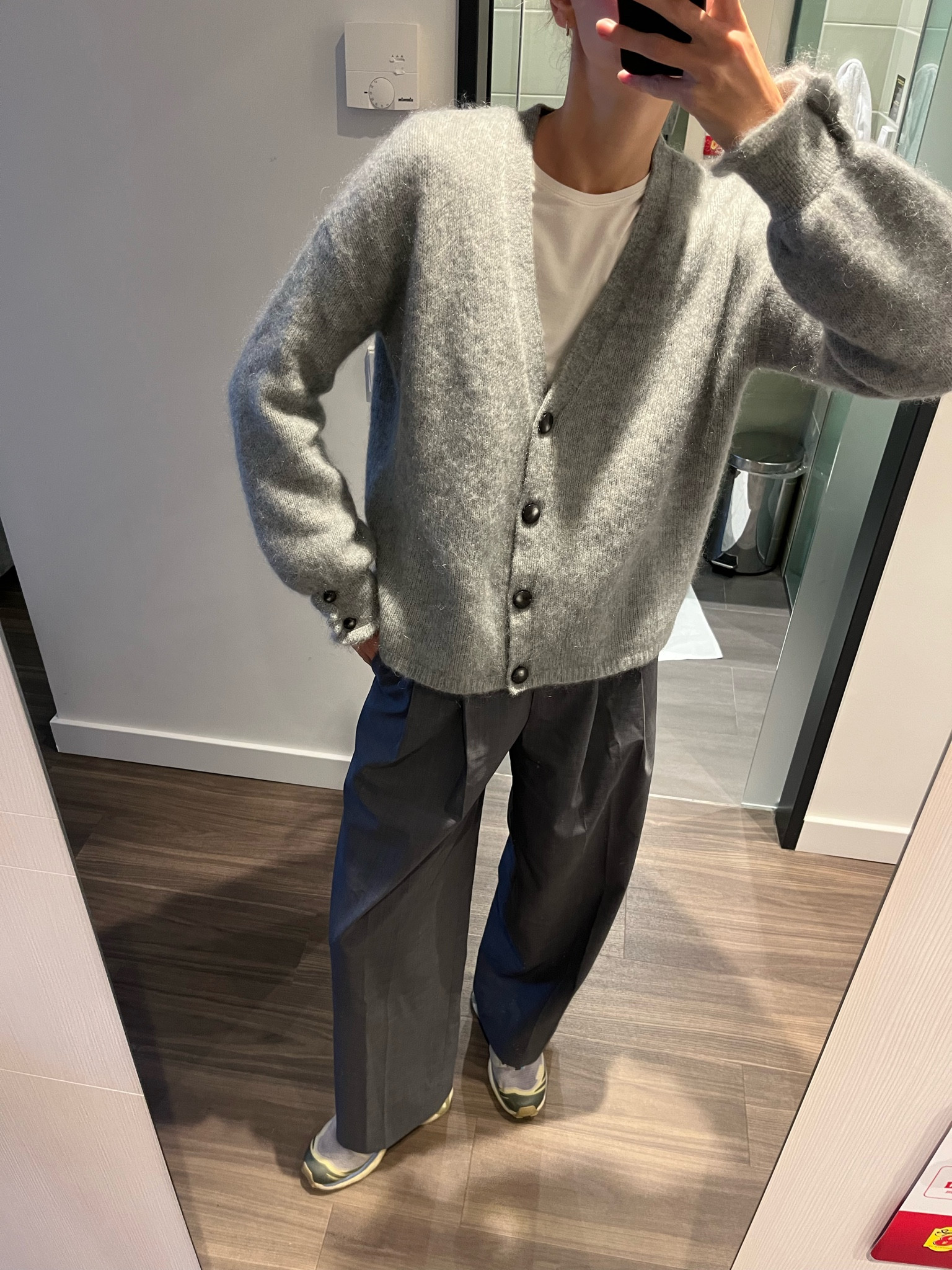 cozy cardigan season and suit pants with salomon are always nice anyways

#LTKworkwear #LTKSeasonal #LTKstyletip