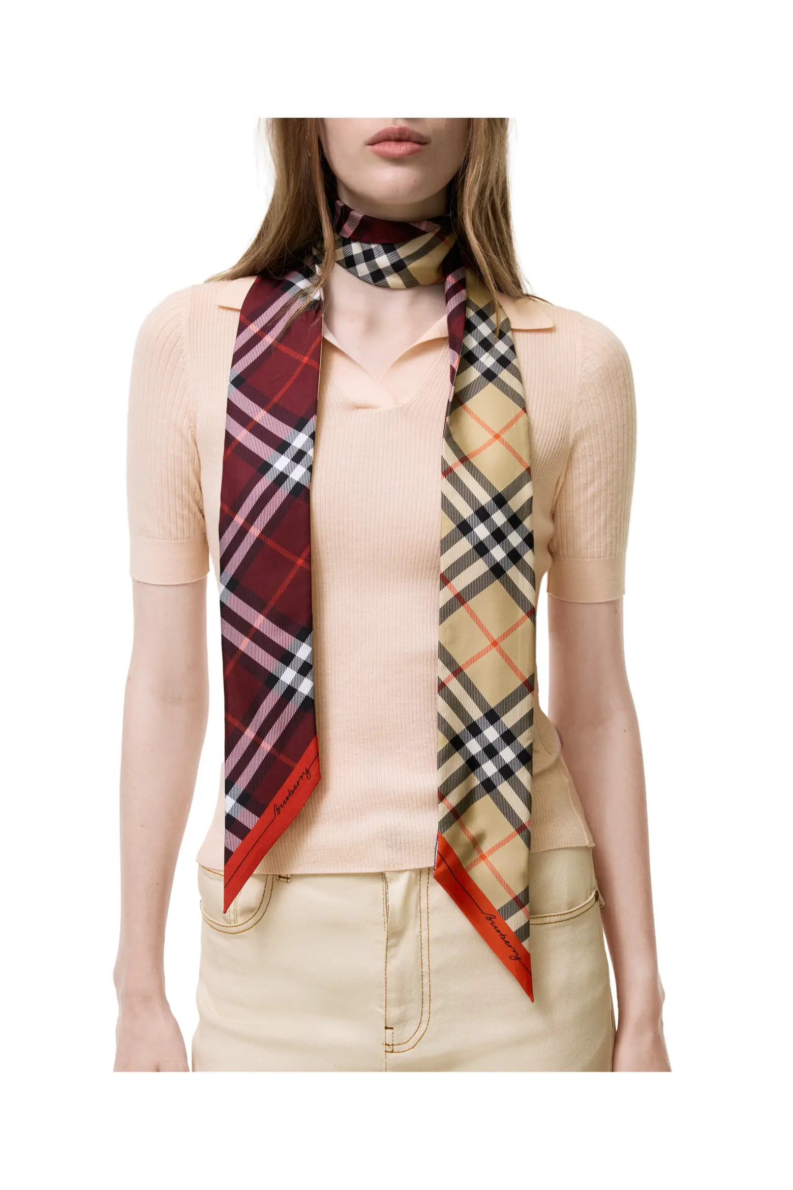 Burberry Skinny Contrast Check Silk Scarf | Nordstrom | Nordstrom