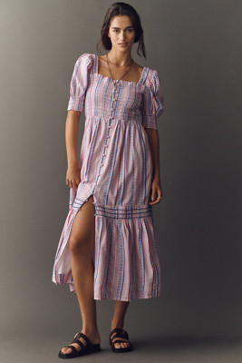 Peregrine Puff-Sleeve Midi Dress | Anthropologie (US)