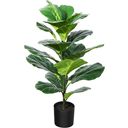CROSOFMI Artificial Fiddle Leaf Fig Tree 35 Inch Fake Ficus Lyrata Plant with 28 Leaves Faux Plants  | Walmart (US)