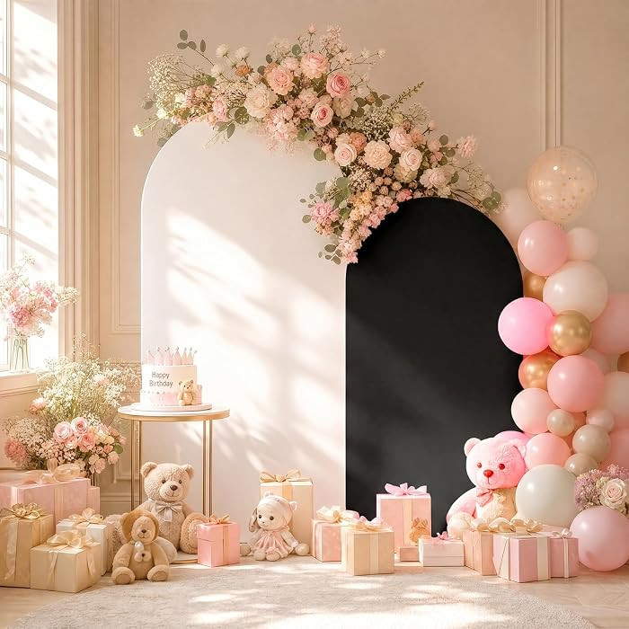Black 6FT White 7.2FT Arch Backdrop Cover Set of 2 for Party Decor | Amazon (US)