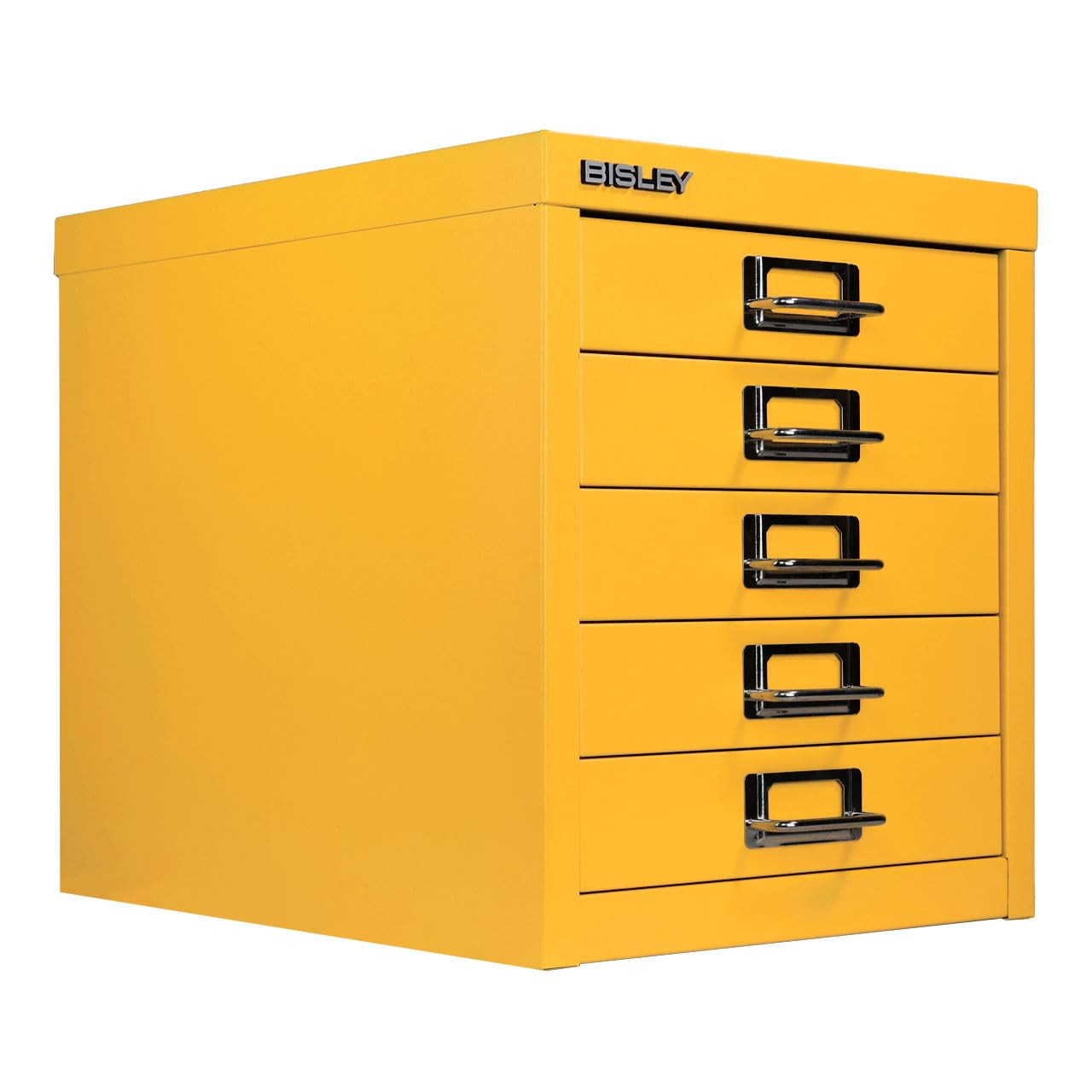 Bisley 5-Drawer Steel MultiDrawer Cabinet - Golden Sunflower Yellow, Chrome Pull Handles with Lab... | Amazon (US)