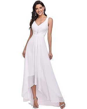 Ever-Pretty Double V-Neck Rhinestones Ruched Bust Hi-Lo Evening Party Dress 09983 | Amazon (US)