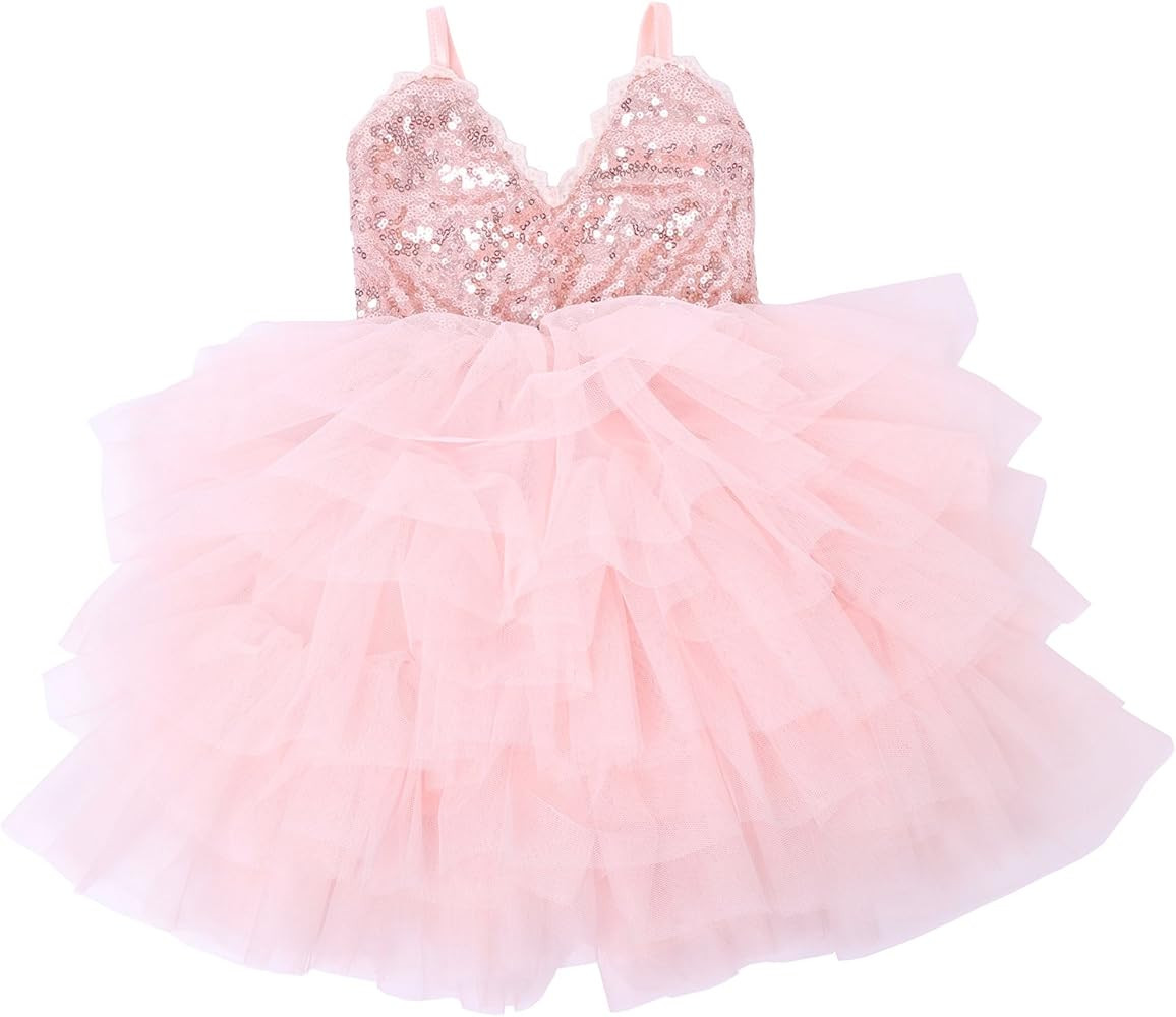 Cilucu Girls Dress Toddler Kids Party Dress Sequin Tutu Pageant Lace Dresses Gown for Flower Girl... | Amazon (US)