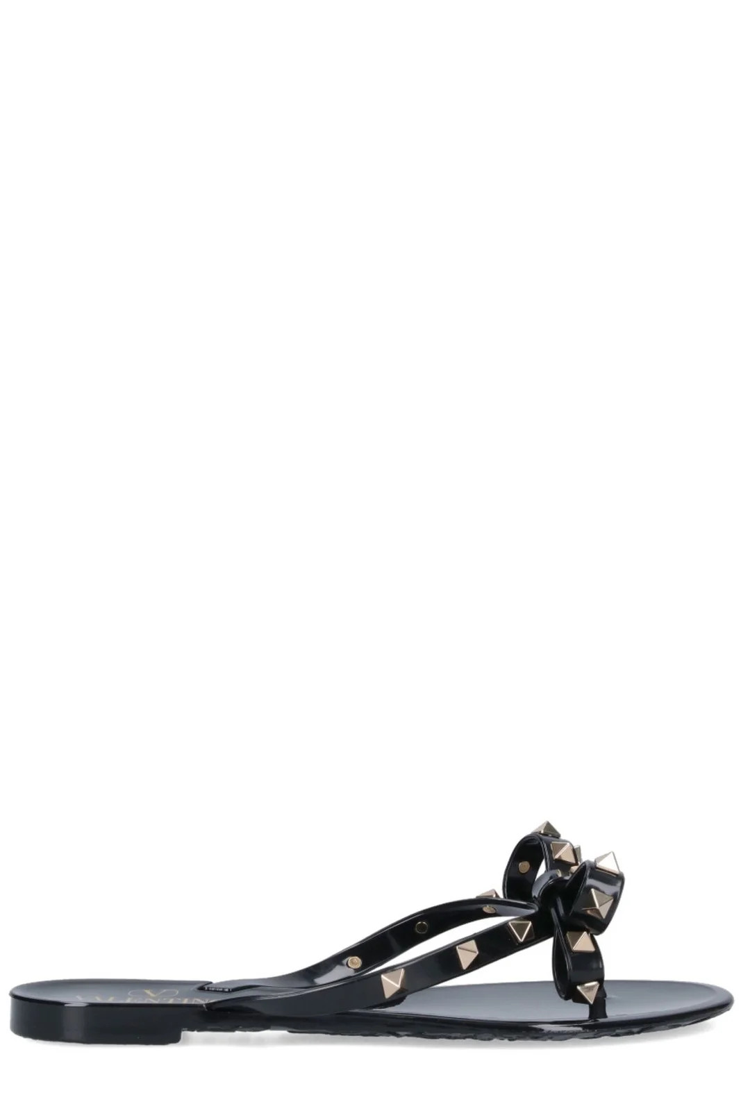 Valentino Garavani Rockstud Bow Detailed Thong Sandals | Cettire Global