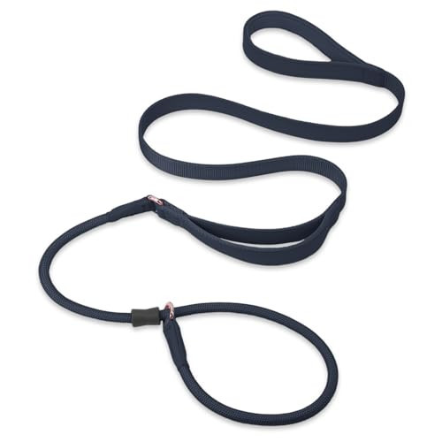 Slip Lead Dog Leash, Dog Training Leash with Double Handle, Soft Leather Slip Leash and Collar, Heavy Duty Nylon Dog Lead, No Pull Walking Leash for Medium Large Small Dogs 6ft Black | Amazon (US)