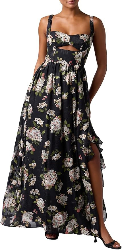 Lulus Morgana Cutout Floral Women's Maxi Dress | Cutout Elegant Floral Gown, Fall Wedding Guest &... | Amazon (US)