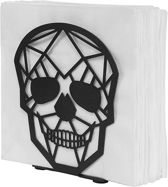 MyGift Matte Black Metal Halloween Theme Napkin Holder with Cutout Skull Design, Dinner Cocktail ... | Amazon (US)